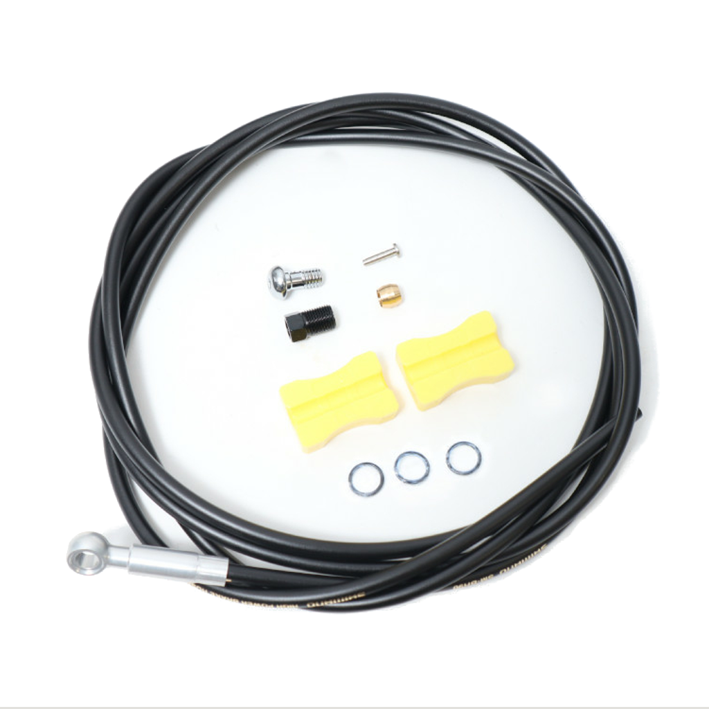 SHIMANO 4-PISTON SM-BH90 WITH LONG SILVER BANJO FITTING, 2000MM