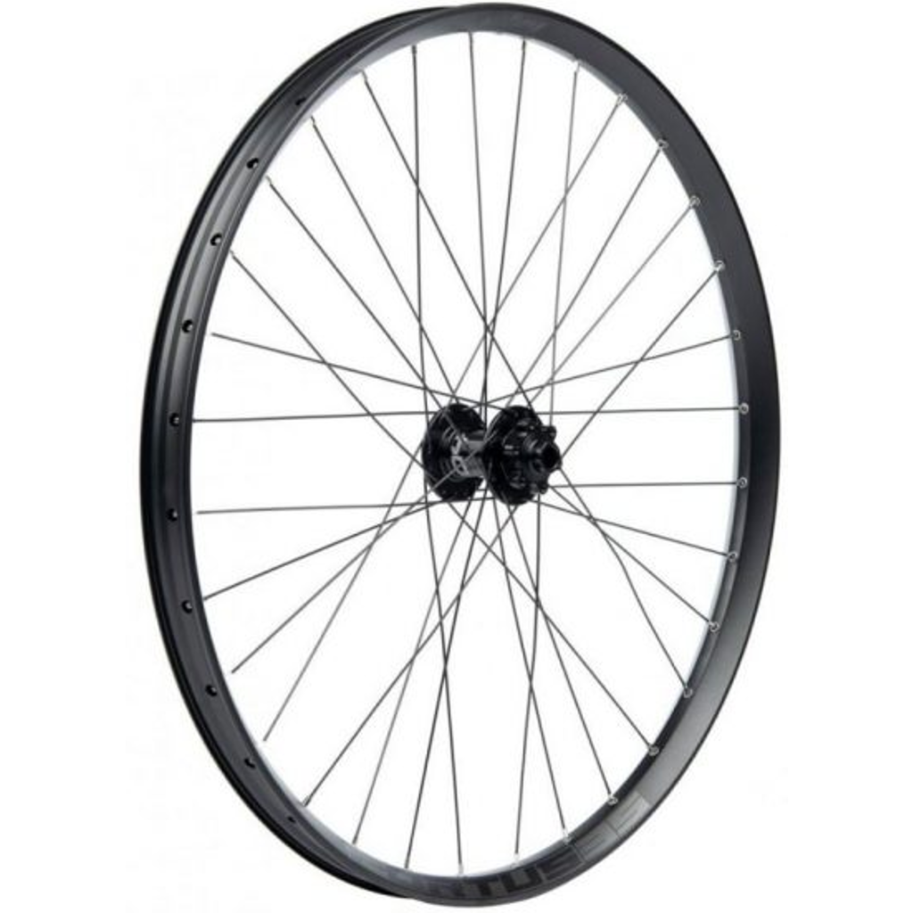 26" X 1.50-2.125 FRONT WHEEL / QUICK-RELEASE DISK BRAKE HUB / BLACK ALLOY